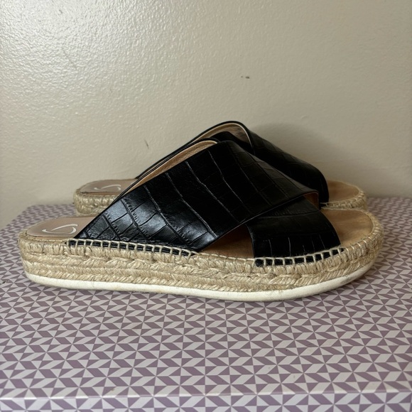 Kanna Women's platform sandals black leather slip on size 41 - Picture 2 of 8